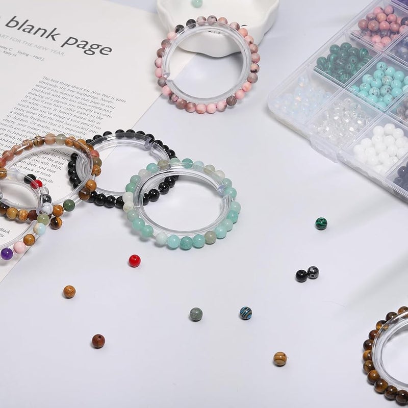 Xilitata 720pcs 6mm Natural Round Stone Beads Gemstone Crystal Loose Beads Smooth Bead for Bracelet Necklace Earring Jewelry Making Kit - Image 2