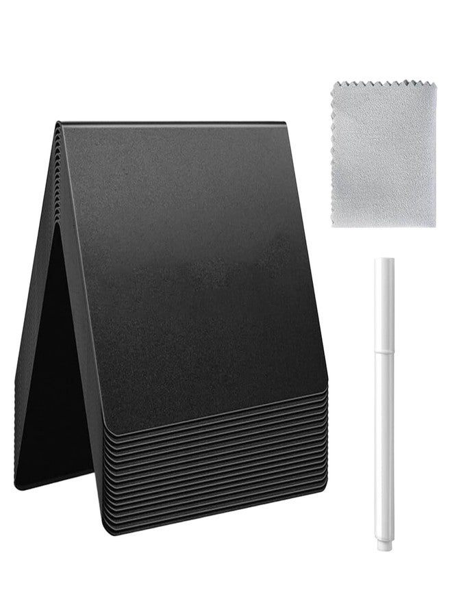 Climberty® 12Pcs Mini Chalkboard Signs, Blank Dry-Erase Message Boards for Buffet, Banquet, Cafe & Food Display, Double-Sided Triangle Table Stands, 100x75mm, with Pen & Microfiber Wipe Cloth - Image 1