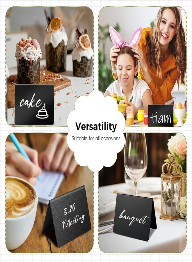 Climberty® 12Pcs Mini Chalkboard Signs, Blank Dry-Erase Message Boards for Buffet, Banquet, Cafe & Food Display, Double-Sided Triangle Table Stands, 100x75mm, with Pen & Microfiber Wipe Cloth - Image 4