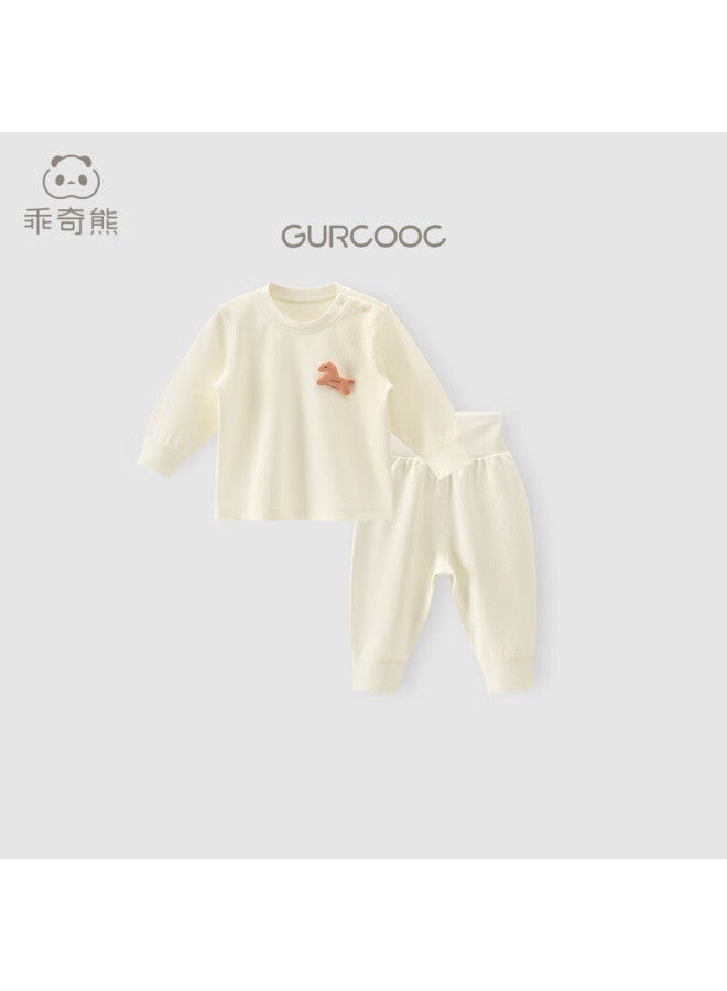 Good bear Guaiqi Xiong Baby Boys And Girls Pure Cotton Underwear Set, Spring And Autumn Home Wear, Autumn Top And Pants, Infant And Children's Spring And Autumn Base Layer - Image 2