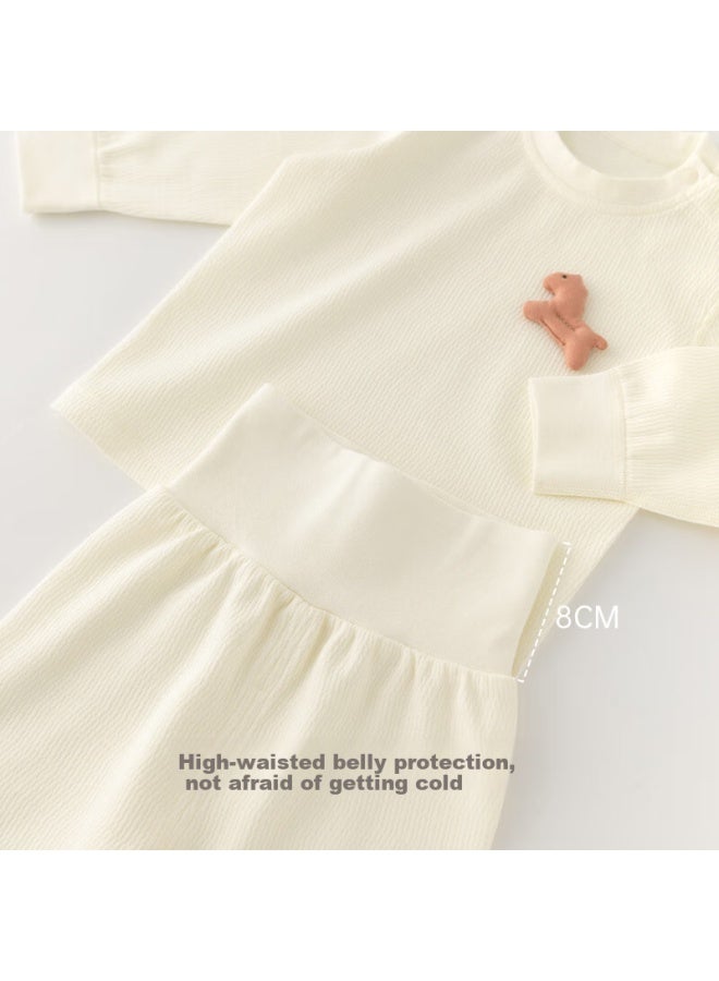 Good bear Guaiqi Xiong Baby Boys And Girls Pure Cotton Underwear Set, Spring And Autumn Home Wear, Autumn Top And Pants, Infant And Children's Spring And Autumn Base Layer - Image 3