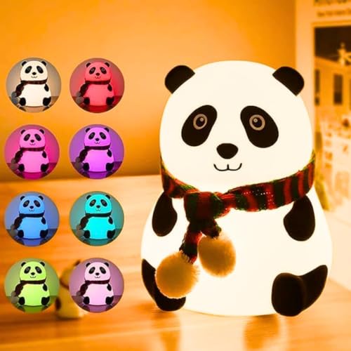 Parssufy Cute Panda Night Light For Kids,Nursery Silicone Night Light,7-Color Changing Lamp,Room Decor, Gifts For Toddler Children Teenage Girls Valentine's Day, Led, Multi - Image 2