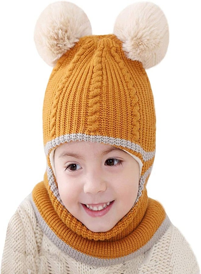 Malvina Kids Winter Hat,Baby Girls Boys Winter Hat, Thick Scarf Earflap Hood Scarves Skull Caps, 1-4 Years (Yellow) Baby Boy Woolen Cap - Image 1