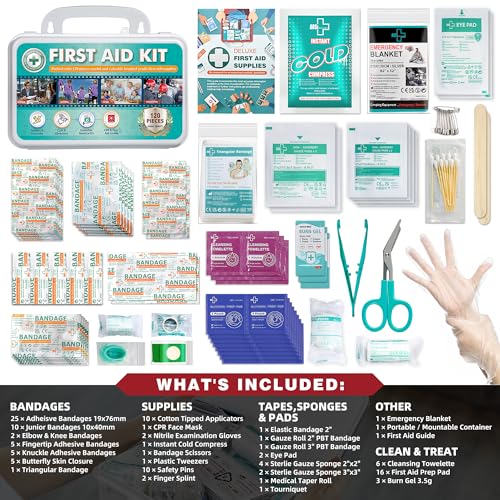 General Medi 120 Pieces Hardcase First Aid Kit - First Aid Box Includes Instant Cold Pack, Emergency Blanket for Travel, Home, Office, Vehicle, Camping, Workplace & Outdoor - Image 2