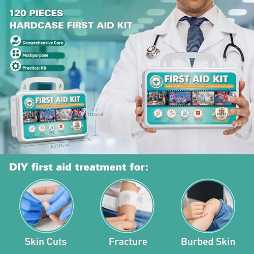 General Medi 120 Pieces Hardcase First Aid Kit - First Aid Box Includes Instant Cold Pack, Emergency Blanket for Travel, Home, Office, Vehicle, Camping, Workplace & Outdoor - Image 3