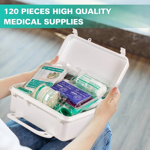 General Medi 120 Pieces Hardcase First Aid Kit - First Aid Box Includes Instant Cold Pack, Emergency Blanket for Travel, Home, Office, Vehicle, Camping, Workplace & Outdoor - Image 4