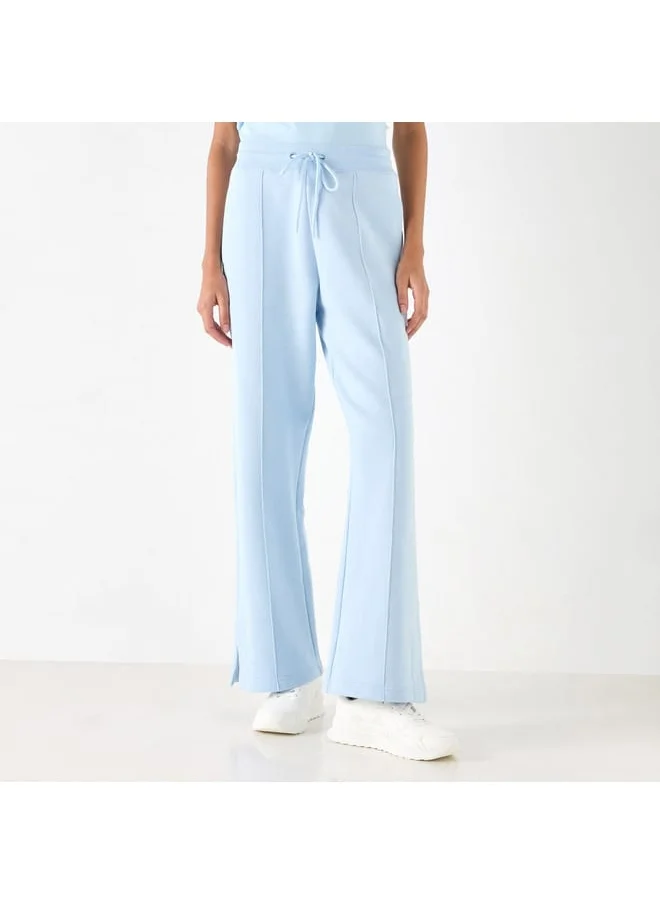 Kappa Kappa Solid Wide Leg Track Pants with Drawstring Closure and Pockets