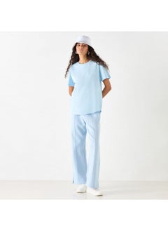 Kappa Kappa Solid Wide Leg Track Pants with Drawstring Closure and Pockets  - Image 2
