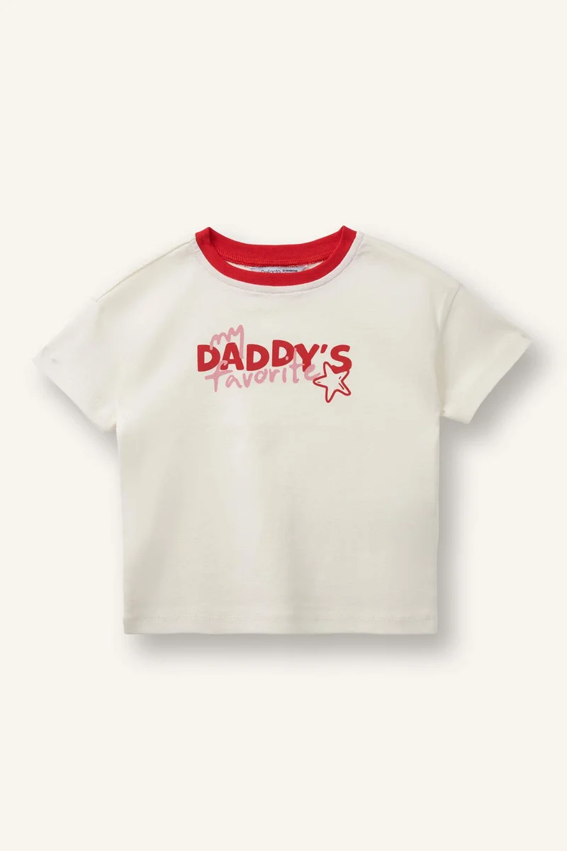 Defacto Relax Fit Slogan Short Sleeve T-Shirt