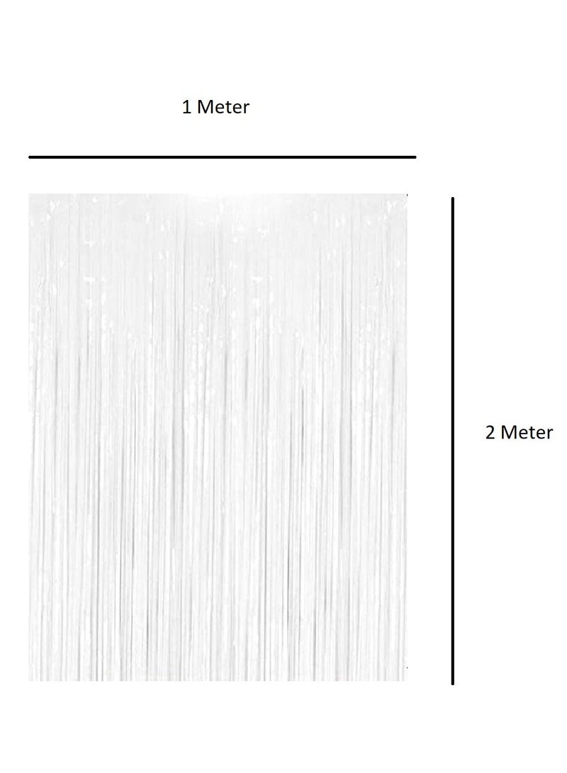 Boxwoods White Foil Fringe Tinsel Curtain 1 x 2 meters Metallic Party Backdrop for Bridal Shower Graduation Birthday Decorations - Image 3