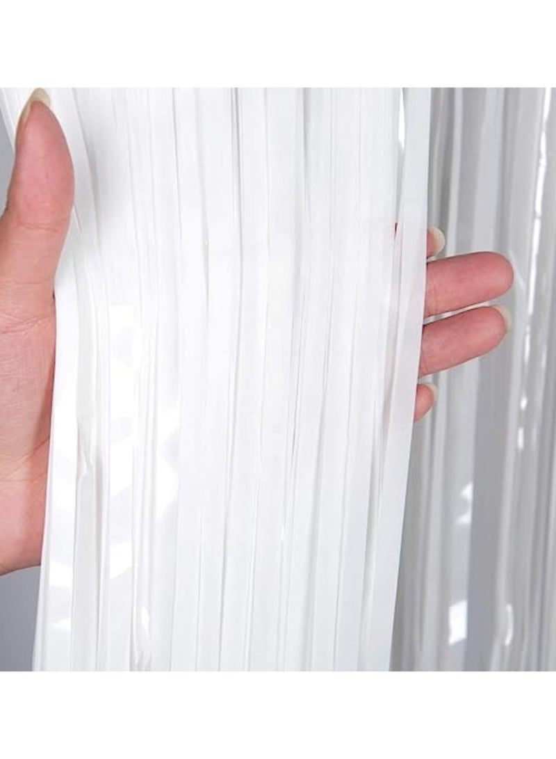 Boxwoods White Foil Fringe Tinsel Curtain 1 x 2 meters Metallic Party Backdrop for Bridal Shower Graduation Birthday Decorations - Image 1