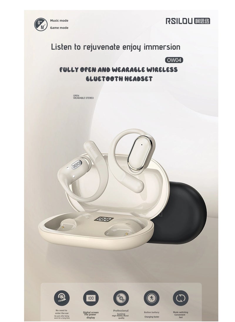 rsilou - OW04U OWS wireless  Bluetooth Earbuds, fast charging, longest battery life, faster charging, comfortable for long-term wearing, dual modes, digital display - Image 1