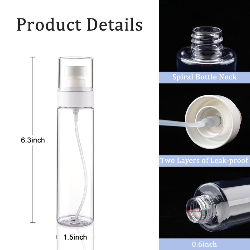 Cosywell Fine Mist Spray Bottles TSA Approved 3.4oz/100ml 3 Pack Leak Proof Travel Size Bottles Refillable Plastic Hair Spray Bottle for Perfume Skincare Toners Water Cosmetics (3Clear) - Image 3