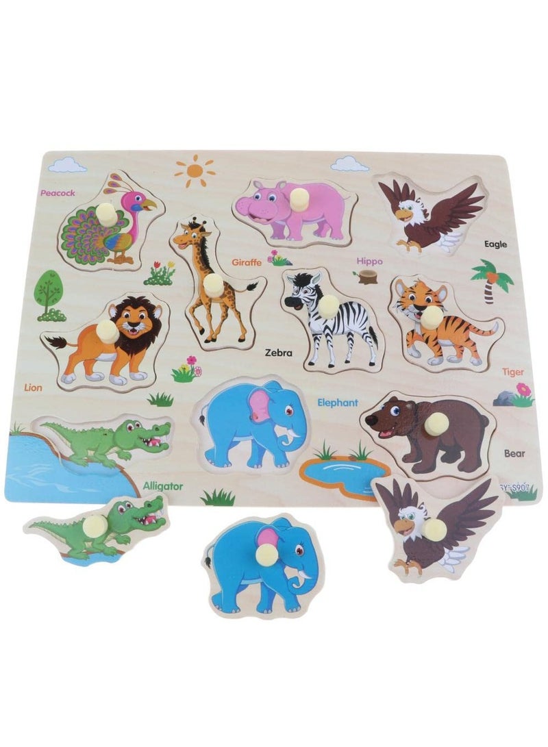 Mordely Wooden Peg Puzzles for Toddlers 2 3 4 Years Old, Kids Educational Preschool Peg Puzzles Toy - Image 1