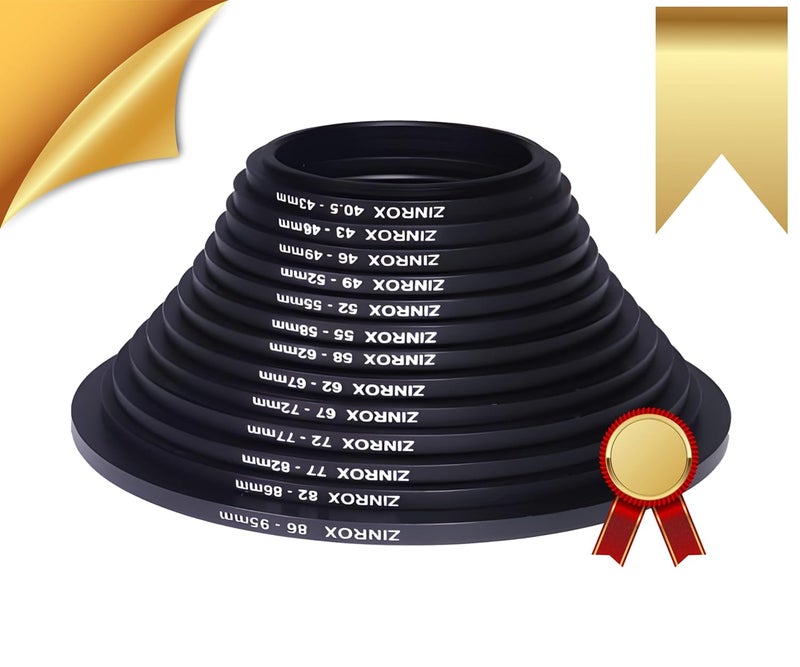 ZINROX 40.5mm to 95mm Stepping Up Ring Filter Adapter Set of 13-Pieces, Lens Filter Adapter Step Up Rings Made in India - Image 3