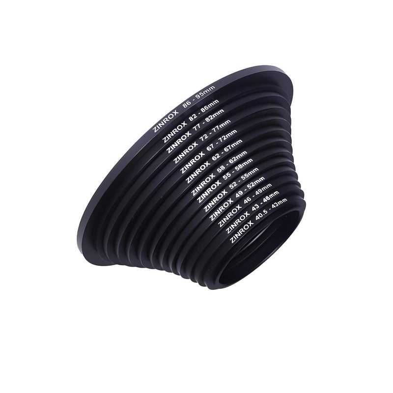 ZINROX 40.5mm to 95mm Stepping Up Ring Filter Adapter Set of 13-Pieces, Lens Filter Adapter Step Up Rings Made in India - Image 1