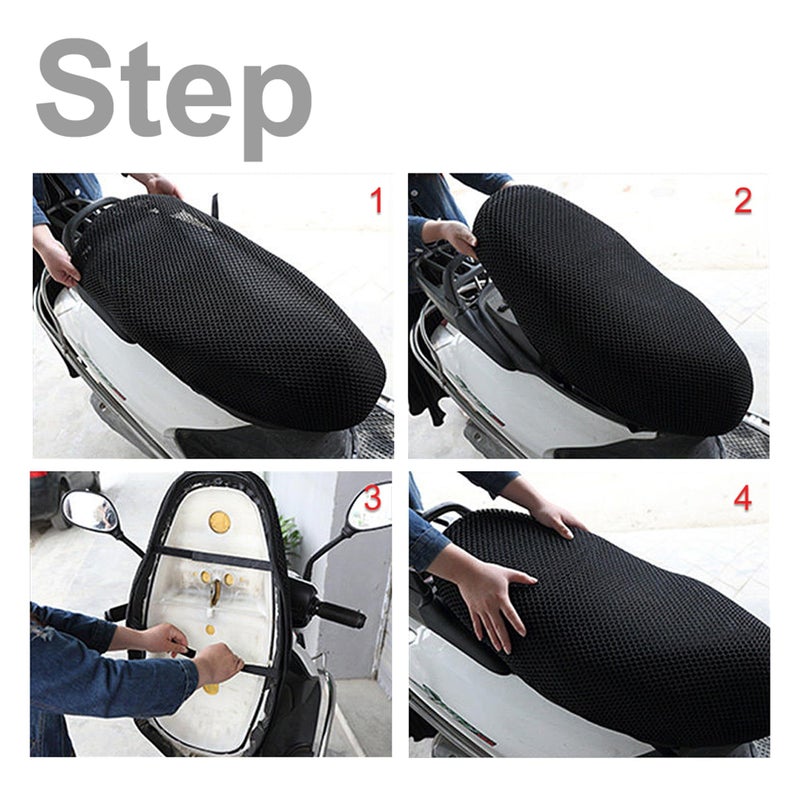 uxcell XL Black Motorcycle Scooter Net Mesh Seat Full Cover Breathable Protector Cushion - Image 5