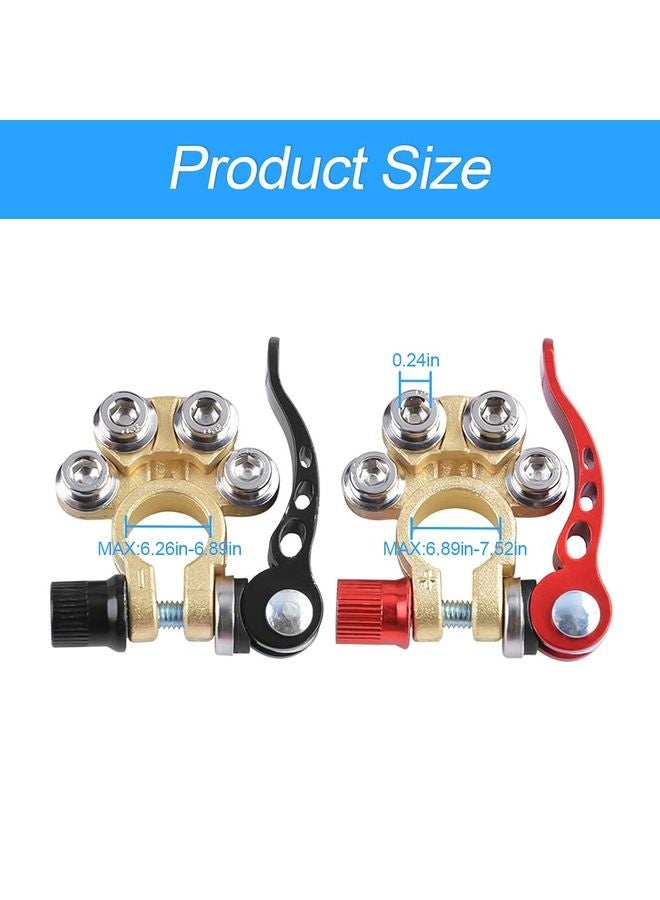 هومستر موصلات طرف بطارية السيارة، قطعتان من طراز Pcs 4 Way سريع الإطلاق فصل طرف بطارية السيارة لـ SAE/JIS من النوع A Posts، متوافق مع السيارات والشاحنات والشاحنات وغيرها - Image 2