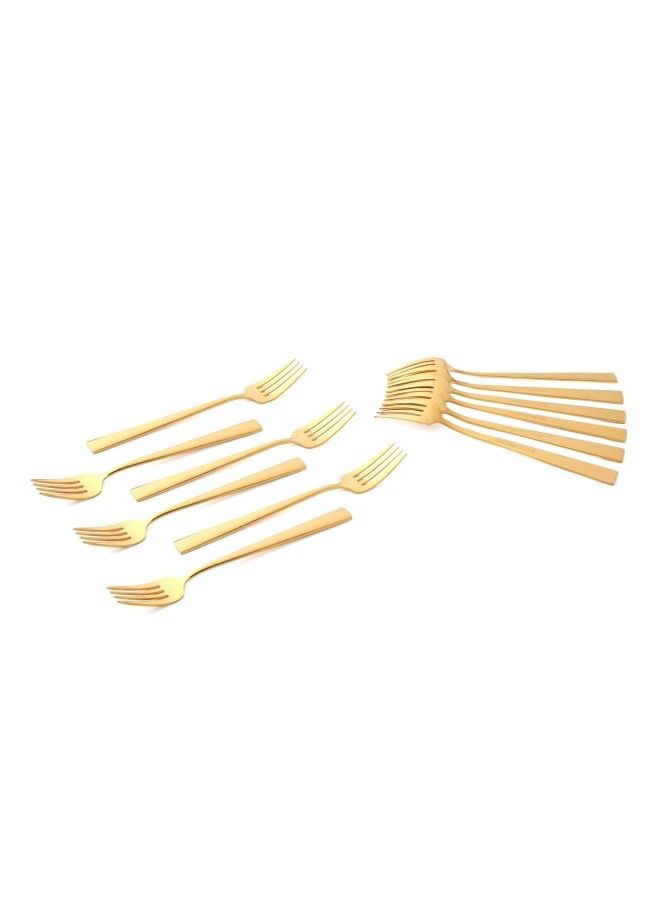 Life Smile 12pcs Cutlery Set, 18/10 Stainless Steel, Flatware Set, 12pcs Dinner Fork, Shine Gold, for Home Kitchen, Mirror Polished - Dishwasher Safe  - Image 1
