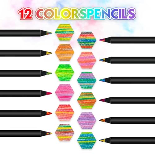 Kird Barken Stocking Stuffers, Art Supplies, 12 Rainbow Colored Pencils, Teen Girl Gifts Trendy Stuff, Multicolored Cool Stuff Fun Art Pencil Teen Girl Gifts Trendy Stuff for Coloring, Drawing - Image 2