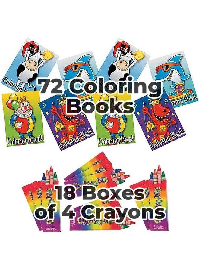 Bottles N Bags Bulk Coloring Books For Kids (72 Pack) Mini Coloring Books & Crayons Party Favors Fun Activity Giveaways & More ; Assorted Designs Wit  - Image 1