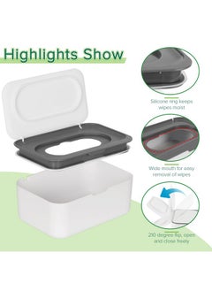 Flenpptly Flenpptly Baby Wipes Dispenser, Wipes Case Baby Wipe Holder Keeps Wipes Fresh, Non-Slip, Easy Open & Close (Gray)  - Image 3