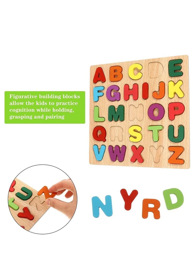 Wooden Alphabet and Number Puzzle Board for Toddlers, Colorful Letters and Numbers (Big Language) - Image 2