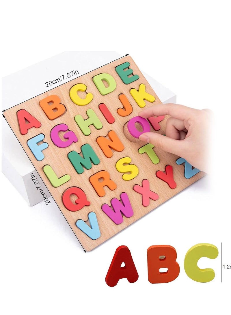 Wooden Alphabet and Number Puzzle Board for Toddlers, Colorful Letters and Numbers (Big Language) - Image 3