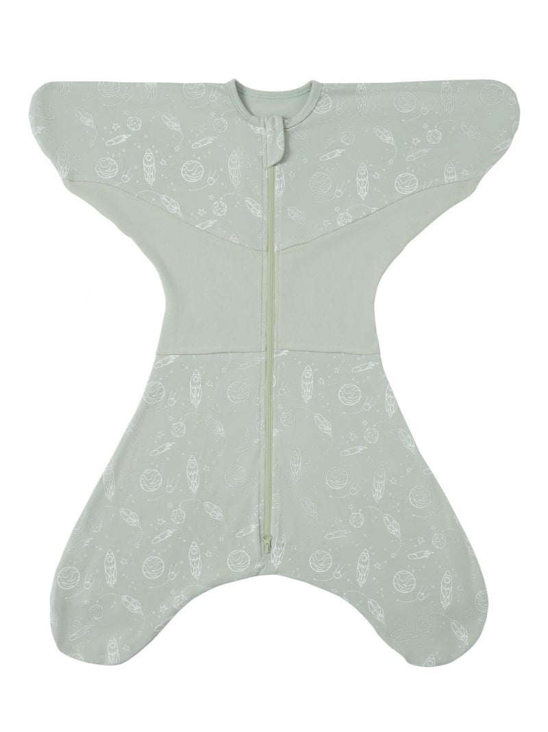 GROWNSY GROWNSY Transitional Swaddle Sleep Sack 6-12 Months  100% Cotton Starfish Design Baby Swaddle Sack  Dual-Zipper for Easy Diaper Changes  Proper Hip Development & Openable Foot Button  19-27 lbs  Green  - Image 1