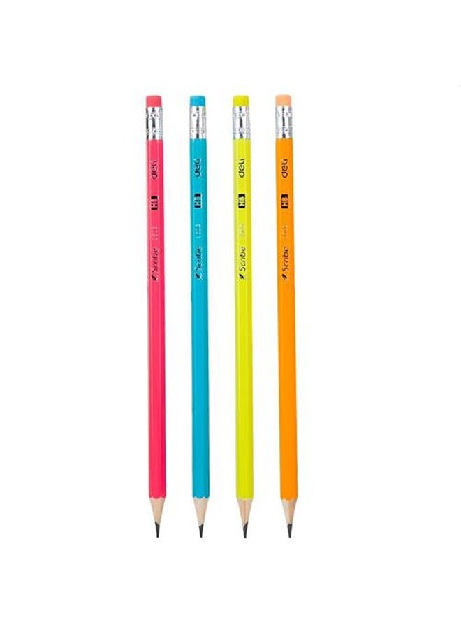 Deli Graphite Pencil HB With Eraser Box 12 Pcs - Assorted colors  - Image 2