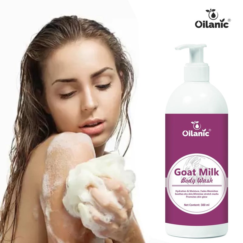 Oilanic Goat Milk Body Wash for Men and Women (Pack of 4, Each 300 ml)|Deep Hydration and Skin Moisturizing Cleanser for Dry Skin Helps Reduces Blemishes Gentle Nourishing Shower Gel for Glowing Skin - Image 2
