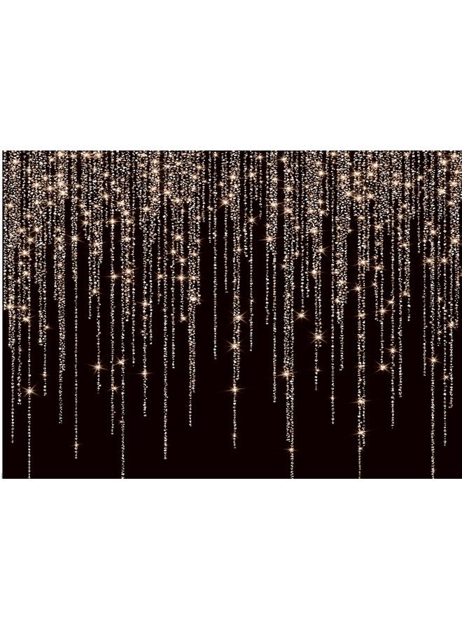 CHAIYA 7X5Ft Black Gold Backdrop For Adult Kids Birthday Party Photo Backdrop Decorations Banner Golden Streamer Flash Banner Party Photography Background - Image 1