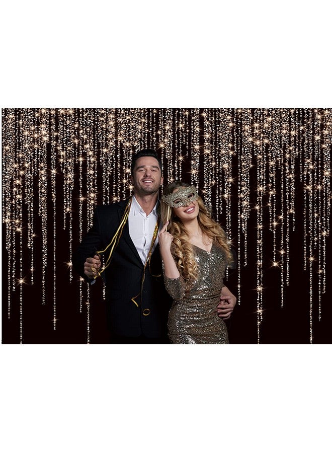 CHAIYA 7X5Ft Black Gold Backdrop For Adult Kids Birthday Party Photo Backdrop Decorations Banner Golden Streamer Flash Banner Party Photography Background - Image 2