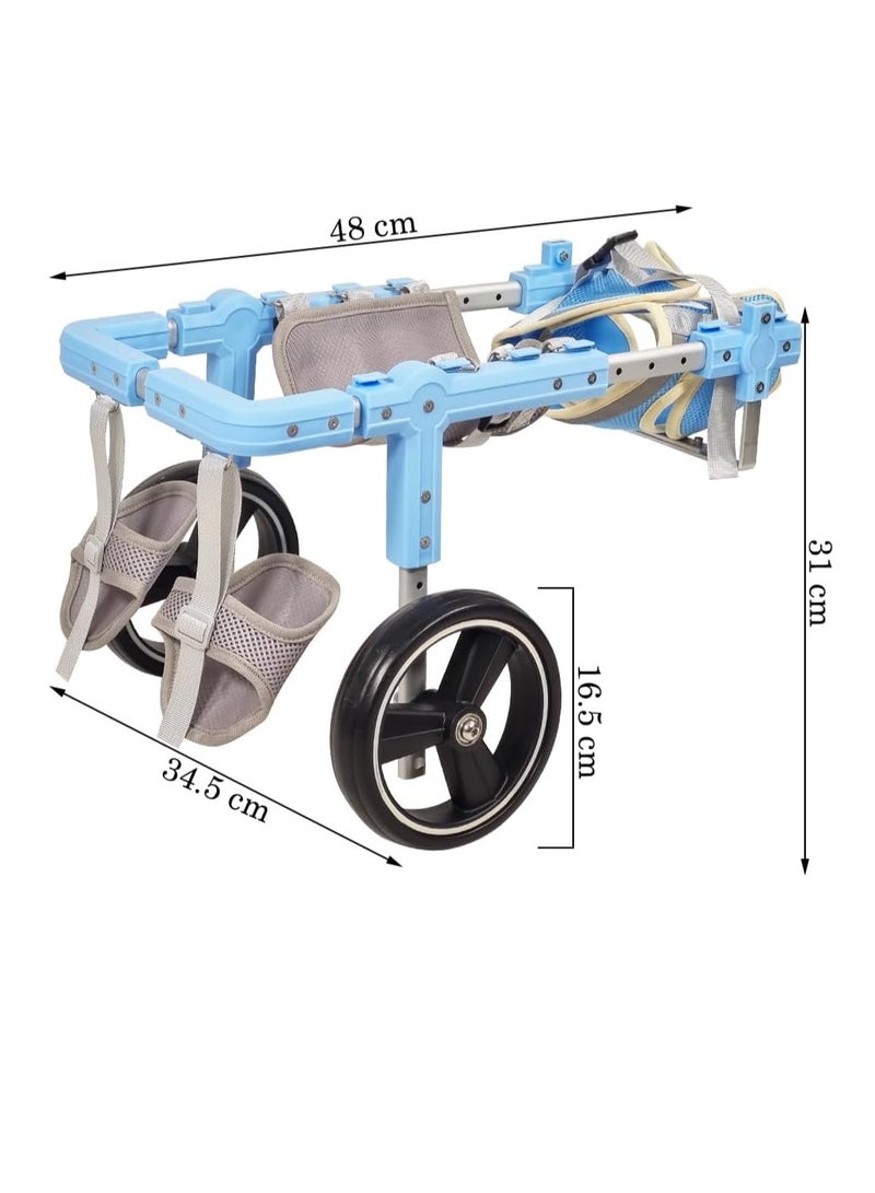 NNC PETS Pet Wheelchair, Two wheels support, Adjustable, Comfortable, and Durable, Pet mobility with Aluminum Alloy, Hind leg support, Harness and Abdominal support, small to medium pets 48 cm (Blue) - Image 2