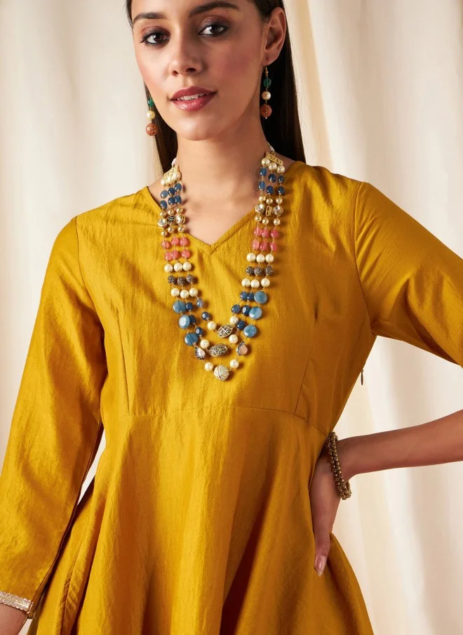ساسافراس Mustard Yellow Ethnic Co-Ords for Women