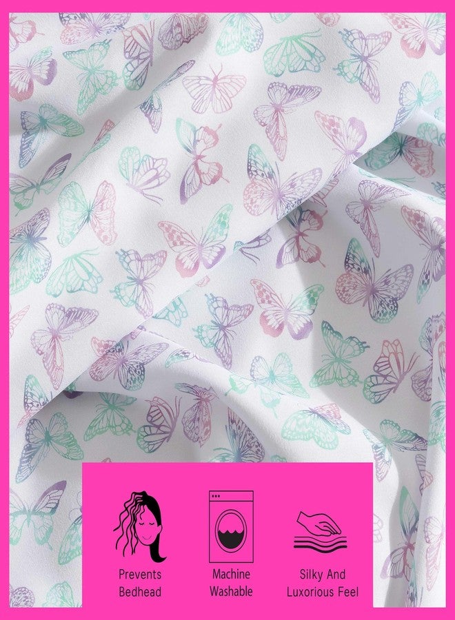 بتسي جونسون بيتسي جونسون - ملاءات سرير مفردة، طقم مفروشات مع غطاء وسادة مطابق، ناعمة وحريرية، مقاومة للبهتان والتجاعيد، مستلزمات أساسية للسكن الجامعي (فراشة قوس قزح بنفسجي) - Image 5