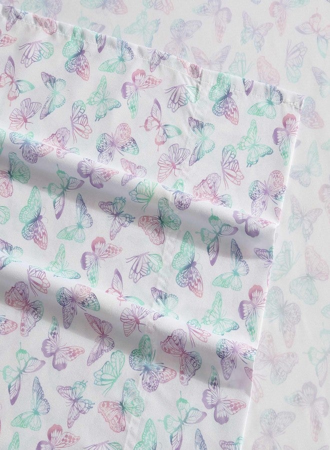 بتسي جونسون بيتسي جونسون - ملاءات سرير مفردة، طقم مفروشات مع غطاء وسادة مطابق، ناعمة وحريرية، مقاومة للبهتان والتجاعيد، مستلزمات أساسية للسكن الجامعي (فراشة قوس قزح بنفسجي) - Image 4