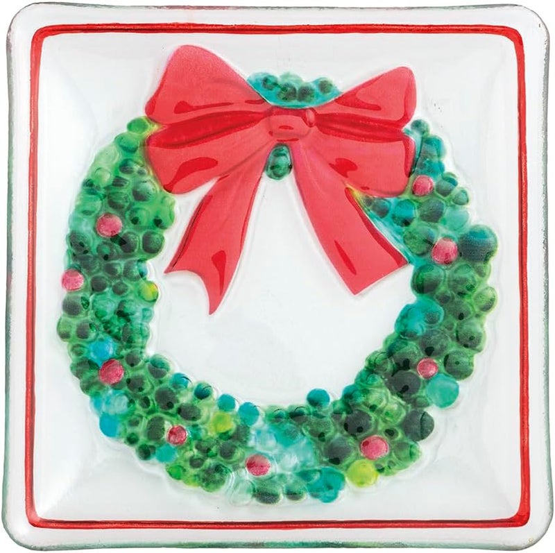 Christmas Wreath Fused Glass Plate