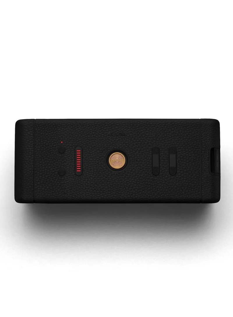 Marshall Middleton Bluetooth Portable Speaker for Outdoor Adventures, 20+ hours of Wireless playtime, water resistant IP67 50W - Black and Brass