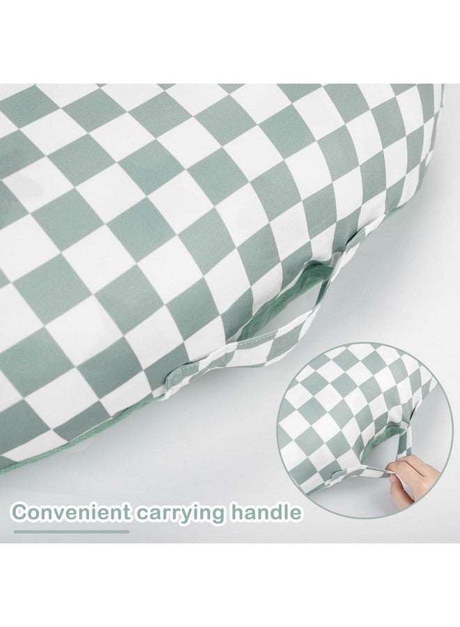 DILIMI Newborn Lounger Cover, Soft Comfortable Baby Lounger Cover, 1 Pack Reversible Removable Slipover for Infant Lounger Pillow, Green Checkered (Lounger not Included) - Image 3