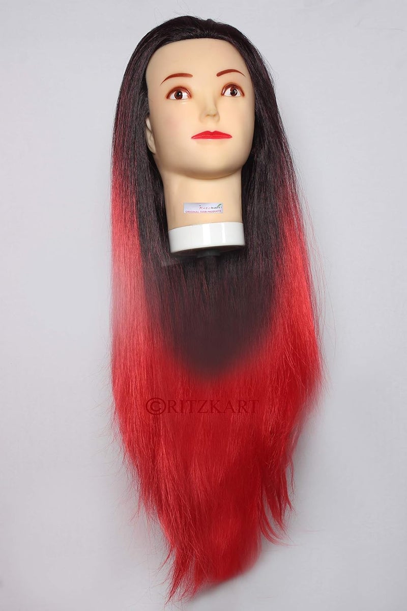 Ritzkart Synthetic Feel Natural Human Soft 27 Inch Long Hair Black Red Mix Dummy With 2pc Women Fashion Accessories Hair Styling Clip Black - Image 3