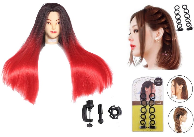 Ritzkart Synthetic Feel Natural Human Soft 27 Inch Long Hair Black Red Mix Dummy With 2pc Women Fashion Accessories Hair Styling Clip Black - Image 1