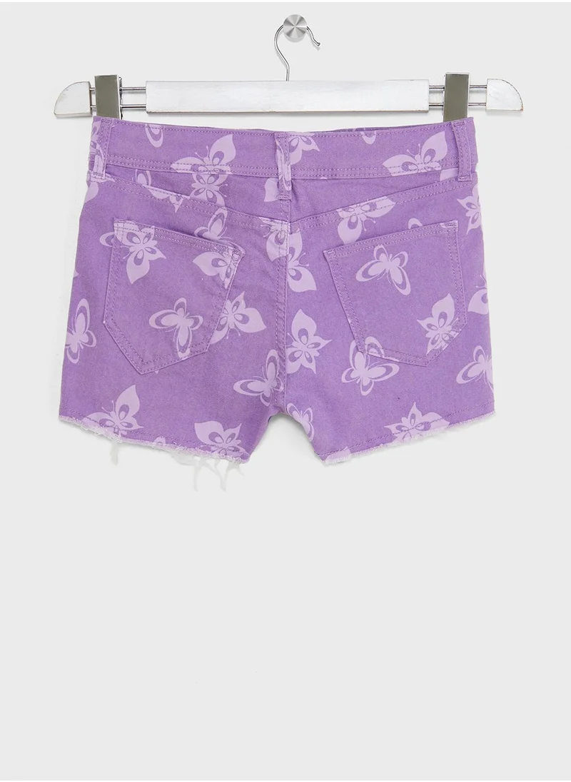 H&M Youth All Over Print Denim Shorts