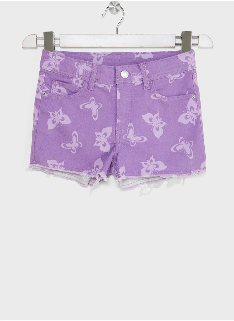 H&M Youth All Over Print Denim Shorts