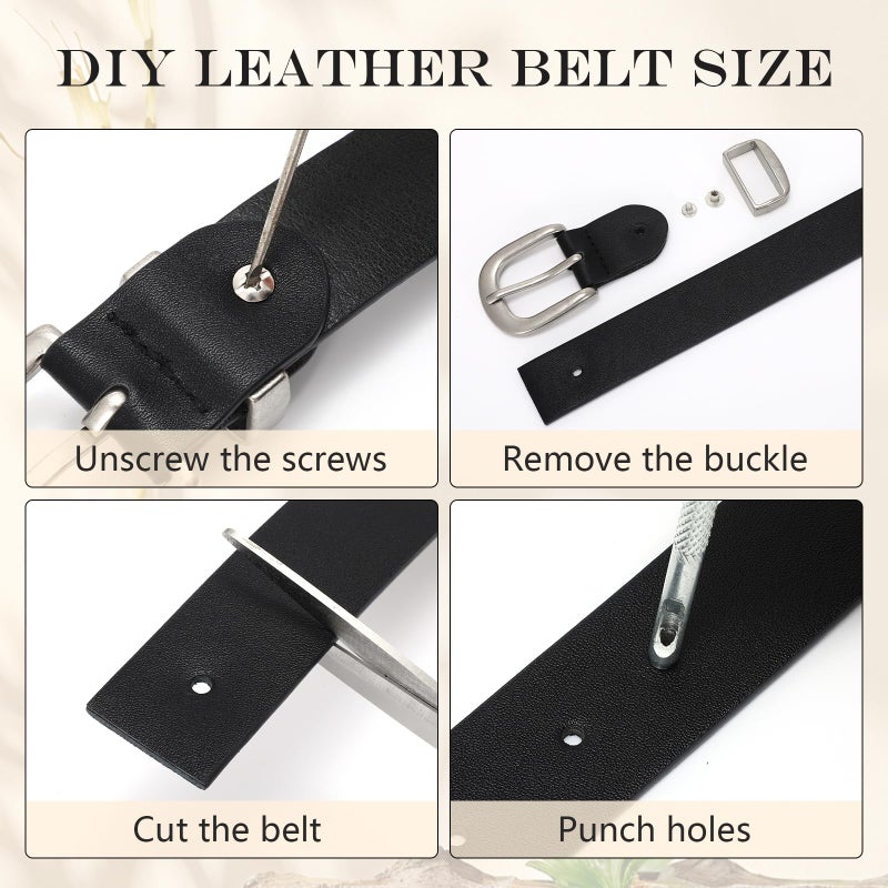 VONMELLI Women's Belt for Jean Pant, Women's Black Leather Belt for Dress with Sliver Buckleï¼ŒM - Image 5