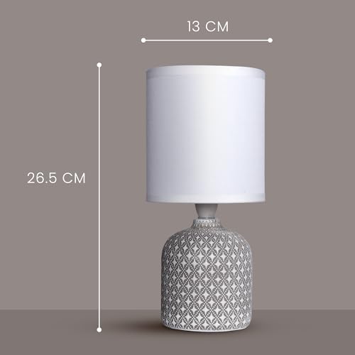 MAGIK Moroccan Mist Decorative Table Lamp (Grey) | Concrete Base with Off-White Fabric Shade | Includes 5W LED Bulb | E14 Holder | Elegant Ambient Lighting for Bedroom, Living Room & Study - Image 4