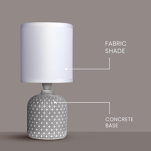MAGIK Moroccan Mist Decorative Table Lamp (Grey) | Concrete Base with Off-White Fabric Shade | Includes 5W LED Bulb | E14 Holder | Elegant Ambient Lighting for Bedroom, Living Room & Study - Image 3