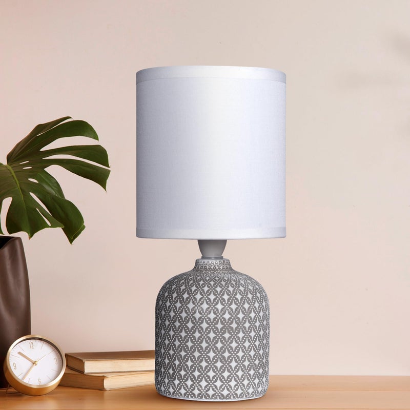 MAGIK Moroccan Mist Decorative Table Lamp (Grey) | Concrete Base with Off-White Fabric Shade | Includes 5W LED Bulb | E14 Holder | Elegant Ambient Lighting for Bedroom, Living Room & Study - Image 5
