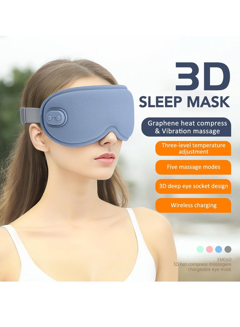 قناع عين ذكي ثلاثي الأبعاد للتدليك الحراري، جهاز بخار للعين قابل لإعادة الشحن، مساعد على النوم، يحجب الضوء ويخفف إجهاد العين - Image 1