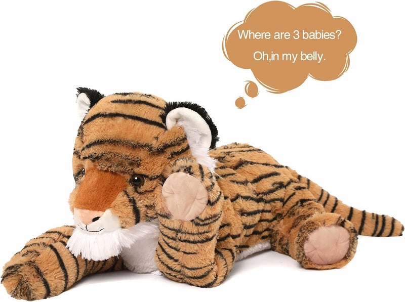 MorisMos Tiger Giant Stuffed Animals, 50 cm Tiger Mom with 3 Kawaii Babies, Realistic Stuffed Animals Large Toys Gifts for Girls, Boys, Girlfriends, Easter Birthday Decoration - Image 4
